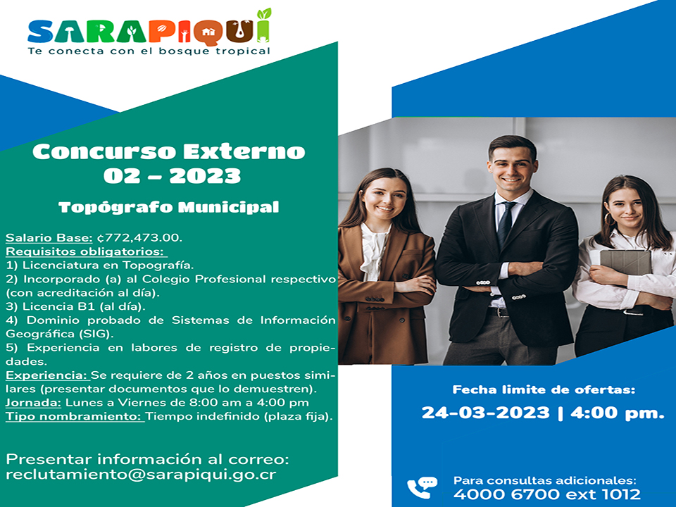 CONCURSO EXTERNO 02-2023 TOPÓGRAFO MUNICIPAL